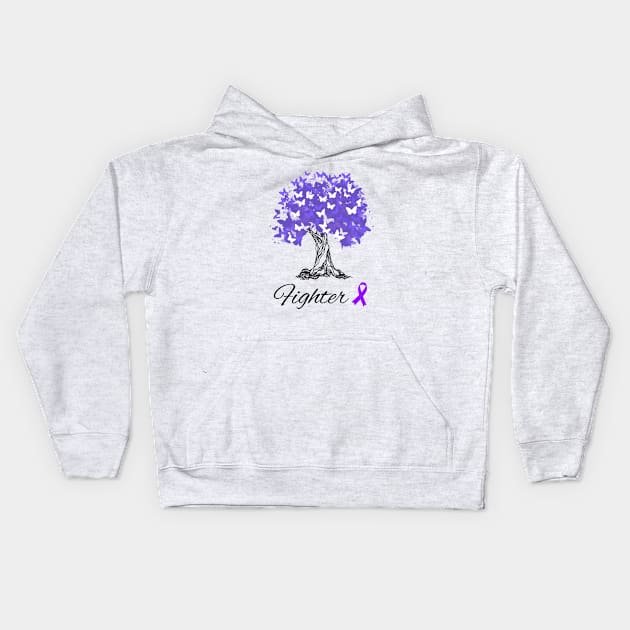 Raising Support & Awareness Fighter Tree With Butterflies Kids Hoodie by MerchAndrey